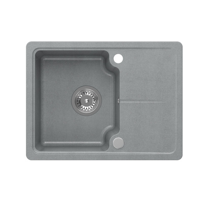 Zlewozmywak granitowy BABY TONY 116  – jednokomorowy, wpuszczany, silver stone/elementy stalowe, Quadron