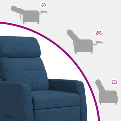 Fotel recliner niebieski tkanina