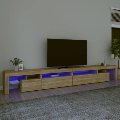 vidaXL Szafka pod TV z oświetleniem LED, dąb sonoma, 290x36,5x40 cm