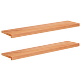Nakładki na schody 2 szt. 120 x 30 x 2 cm Lakier Drewno bukowe