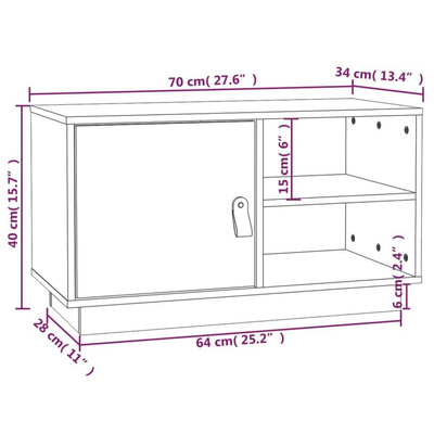 vidaXL Szafka pod TV, szara, 70x34x40 cm, lite drewno sosnowe