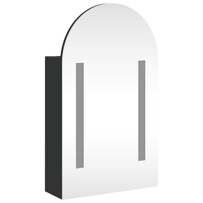 Szafka łazienkowa z lustrem i LED, łukowa, czarna, 42x13x70 cm