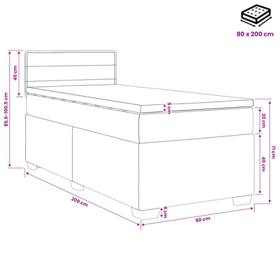 Łóżko kontynentalne z materacem kremowy 80 x 200 cm tkanina