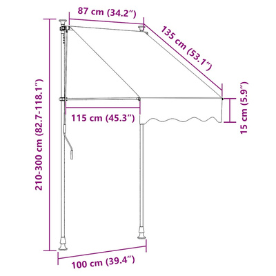 Markiza zwijana ręcznie, 100 cm, kremowa