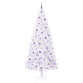 Sztuczna choinka z 300 diodami LED Biały 240 cm PVC i stal