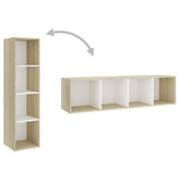 vidaXL Szafka pod TV, biel i dąb sonoma, 142,5x35x36,5 cm