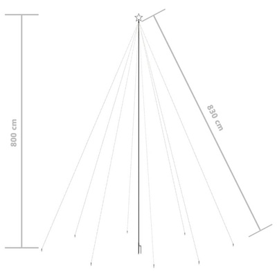 vidaXL Choinka z lampek, wewn./zewn., 1300 kolorowych diod LED, 8 m