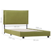 vidaXL Rama łóżka, zielona, tapicerowana tkaniną, 90 x 200 cm