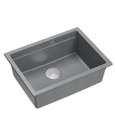 LOGAN 100 GraniteQ zlewozmywak silver stone 59,5x45,1x21,5 cm 1-komorowy podwieszany z syfonem manualnym stal szlachetna
