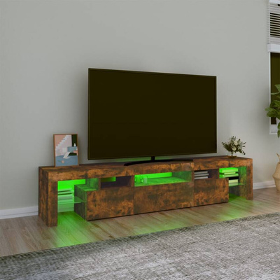 vidaXL Szafka pod TV z oświetleniem LED, opalany dąb 200x36,5x40 cm