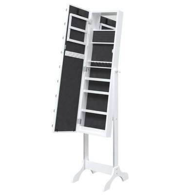 vidaXL Lustro stojące z LED, białe, 34x37x146 cm