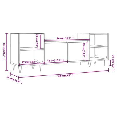 vidaXL Szafka pod TV, szarość betonu, 160x35x55 cm