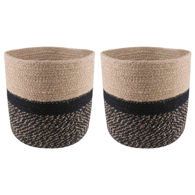 Zestaw doniczek 2 pcs Naturalny i czarny ? 21 x 21 cm