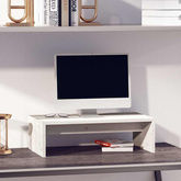 Podstawka na monitor, biała, 50x27x15 cm, lite drewno sosnowe