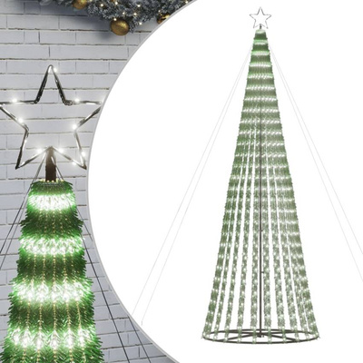 vidaXL Stożkowa choinka z lampek, 688 zimnych białych LED, 300 cm