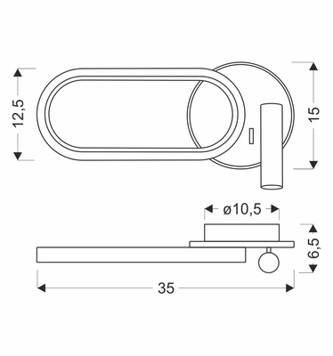 MONET lampa kinkiet owal czarny 13W LED 3000K, 4000K, 6000K klosz biały 22-35691