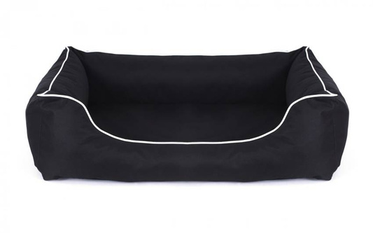 Legowisko dla psa Sofa Valencia Standard w kolorze czarnym z białym wykończeniem Rozmiar: L - 100 x 75 cm
