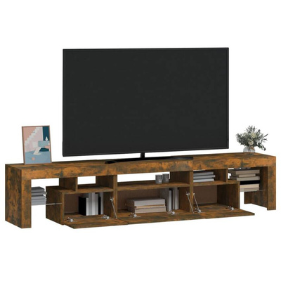 vidaXL Szafka pod TV z oświetleniem LED, opalany dąb 200x36,5x40 cm