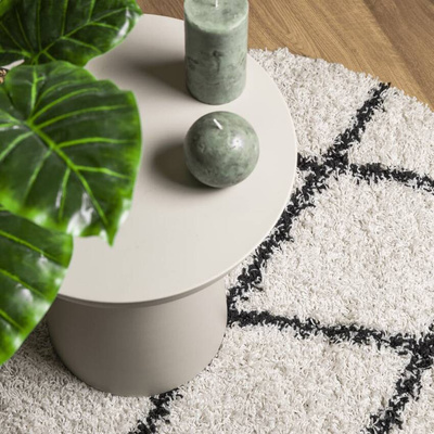 vidaXL Dywan z długim włosiem PAMPLONA, kremowo-czarny, Ø 120 cm