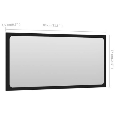 vidaXL Lustro łazienkowe, czarne, 80x1,5x37 cm, płyta wiórowa