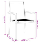 Krzesła ogrodowe, 2 szt, czarne, 55x61,5x90cm, Textilene i stal