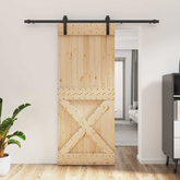 Drzwi przesuwne Naturalny i czarny 85 x 210 cm