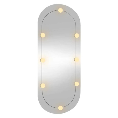 vidaXL Lustro ścienne z LED, 25x60 cm, szklane, owalne