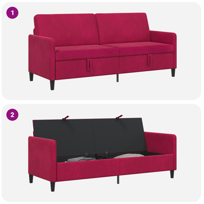 Sofa z miejscem do przechowywania Czerwone wino Poliester