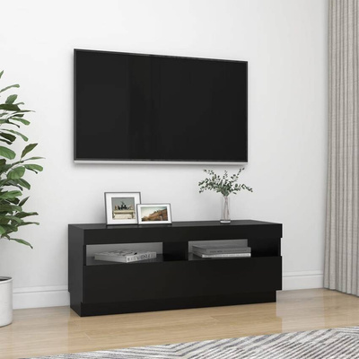 vidaXL Szafka pod TV z oświetleniem LED, czarna, 100x35x40 cm