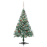 Sztuczna, oszroniona choinka, lampki, bombki i szyszki, 150 cm vidaXL