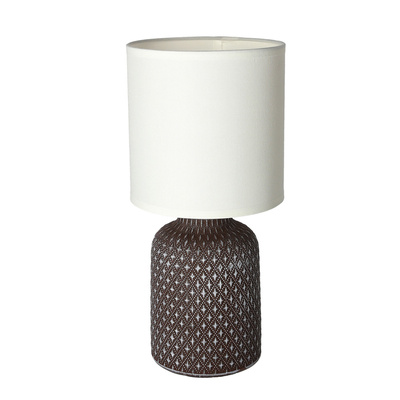 Lampka nocna Iner brązowa ceramiczna z abażurem klasyczna