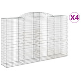 Kosze gabionowe, 4 szt, 300x50x180/200 cm, galwanizowane żelazo