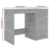 vidaXL Biurko, szarość betonu, 100x50x76 cm, materiał drewnopochodny
