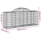 Kosze gabionowe, 12 szt, 200x50x80/100 cm, galwanizowane żelazo