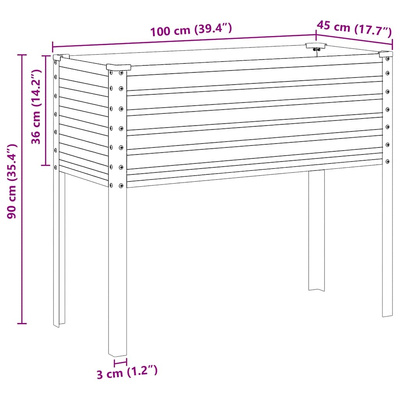 Donica ogrodowa 100x45x90 cm Stal ocynkowana