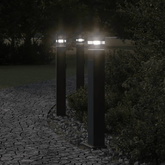 Zewnętrzne lampy stojące, z gniazdkami, 3 szt., czarne, 80 cm