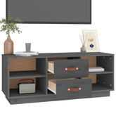 vidaXL Szafka pod TV, szara, 100x34x40 cm, lite drewno sosnowe