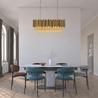 Lampa wisząca IMPERIAL LONG GOLD 90 - stal, kryształ-ADANI