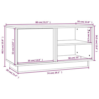 Szafka pod TV, miodowy brąz, 80x35x40,5 cm, lite drewno sosnowe vidaXL