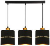 Lampa wisząca z abażurami Assam czarna ze złotym potrójna do salonu