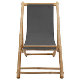 vidaXL Leżak z bambusa i ciemnoszarego płótna