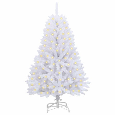 Sztuczna choinka z 150 diodami LED Biały 120 cm PVC i Metal