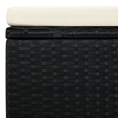 Puf 53 x 53 x 30 cm, polirattanowy, czarny