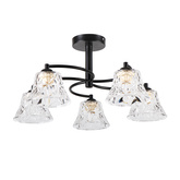 Lampa wisząca Sudan czarna 5-punktowa z bezbarwnym kloszem do salonu