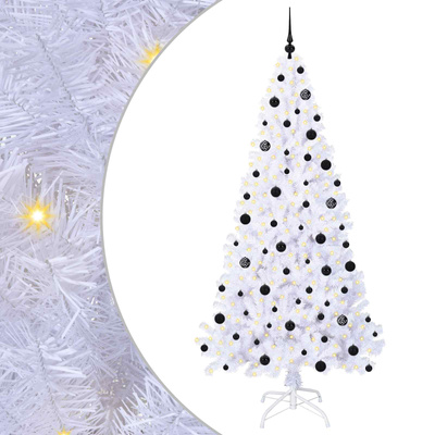 Sztuczna choinka z 300 diodami LED Biały 210 cm PVC i stal