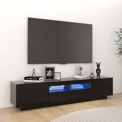 vidaXL Szafka pod TV z oświetleniem LED, czarna, 180x35x40 cm