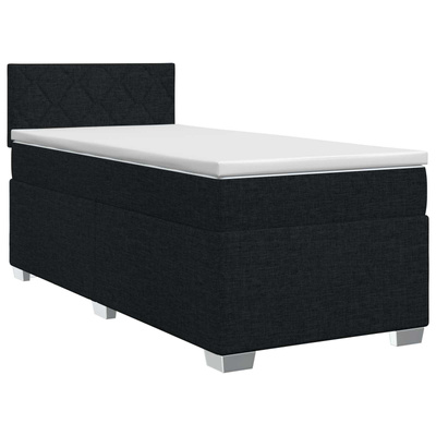 Łóżko kontynentalne z materacem Czarny 90 x 190 cm tkanina