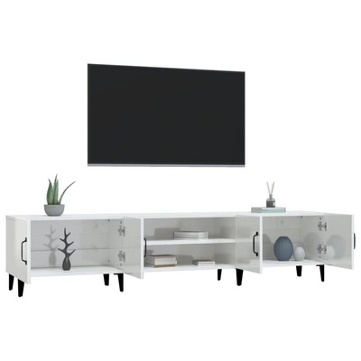vidaXL Szafka pod TV, wysoki połysk, biała, 180x31,5x40 cm