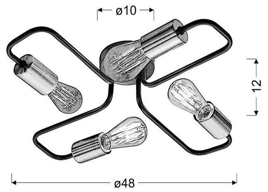Lampa sufitowa 4xE27 48cm czarna HERPE 34-66923