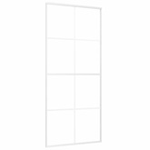 Drzwi przesuwne, szkło ESG i aluminium, 90x205 cm, białe